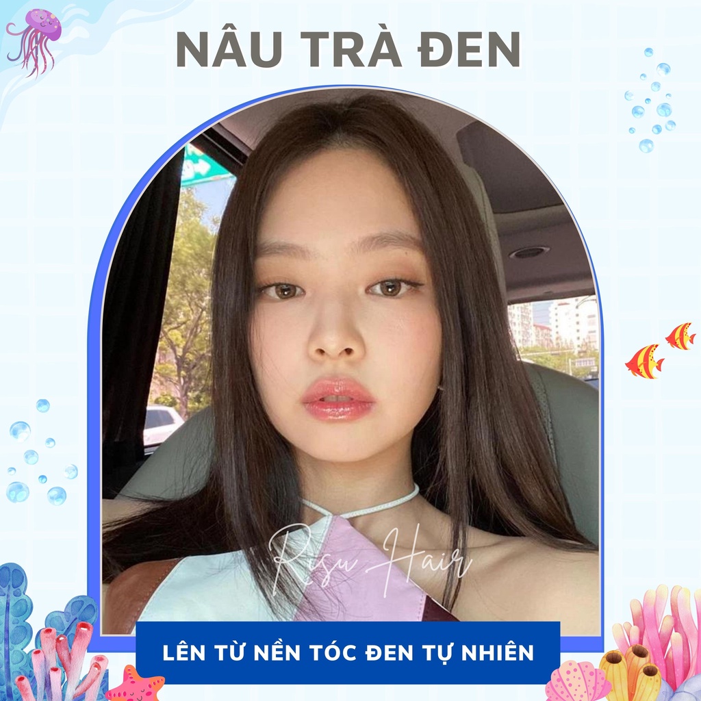 Thuốc Nhuộm Tóc Màu Nâu Trà Đen, Lên Từ Nền Đen Tự Nhiên, Không Tẩy - Risu Hair.