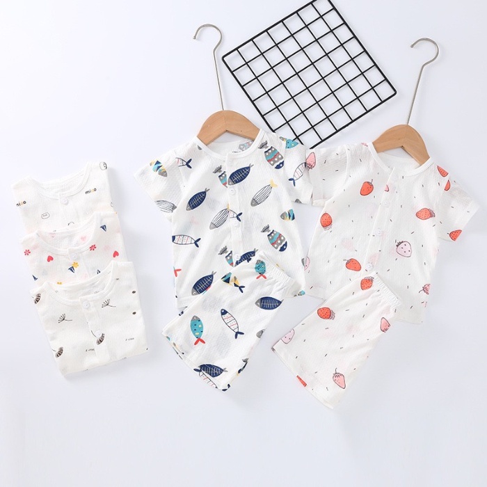 Bộ Cộc Tay Hè Cúc Giữa Cho Bé Trai Bé Gái Vải Cotton Thông Hơi Thấm Hút Mồ Hôi 𝟎𝟓𝐁𝐇