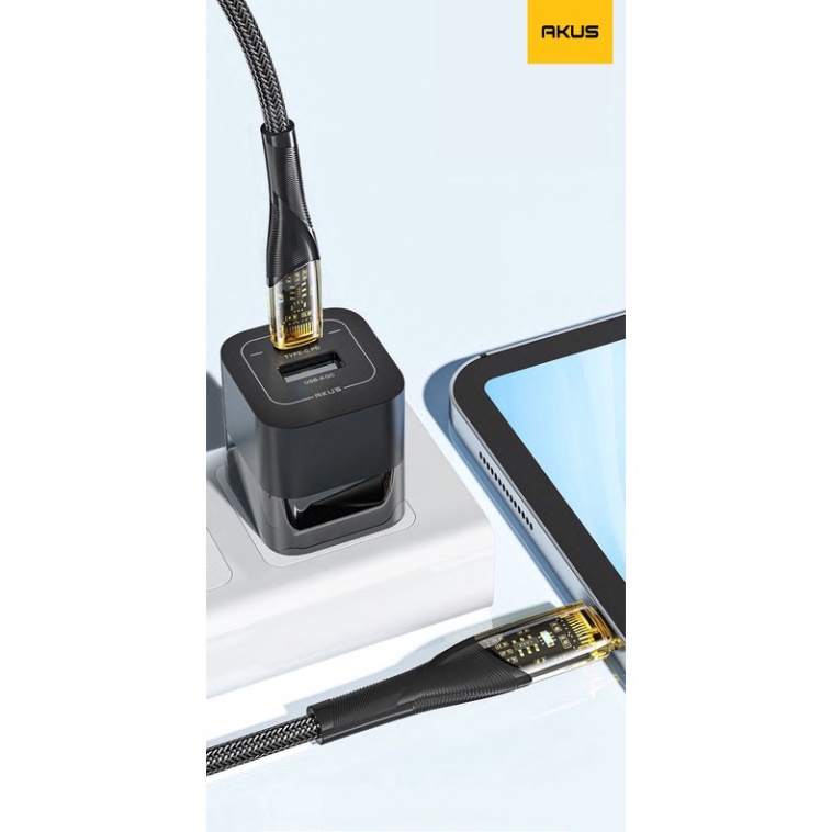 Dây cáp sạc nhanh 30W từ 7plus đến 14 promax - AKUS - D90 - Hàng chính hãng- BH 12 tháng
