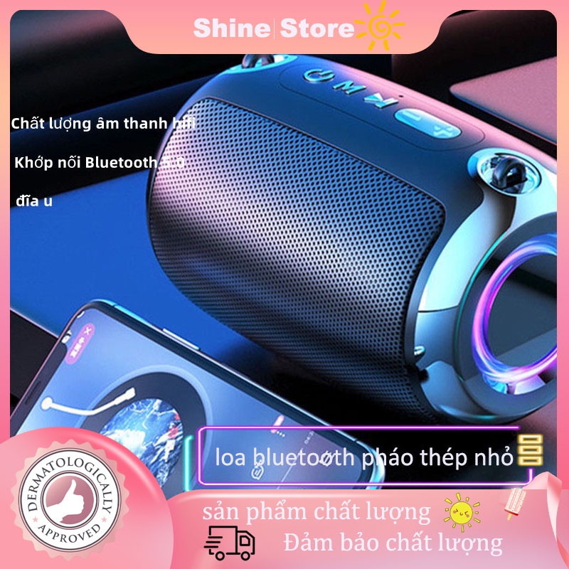 Mạnh Mẽ Nặng Bass Loa Sáng Tạo Thẻ Loa Siêu Trầm Không Dây Ngoài Trời Âm Thanh Xe Hơi Thép Nhỏ Pháo Bluetooth Loa Di Độn