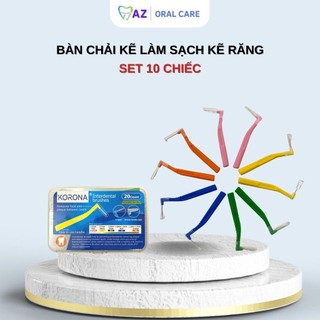 Bàn chải kẽ (Set 10 chiếc) vệ sinh răng niềng, mắc cài chỉnh nha AZ Oral care