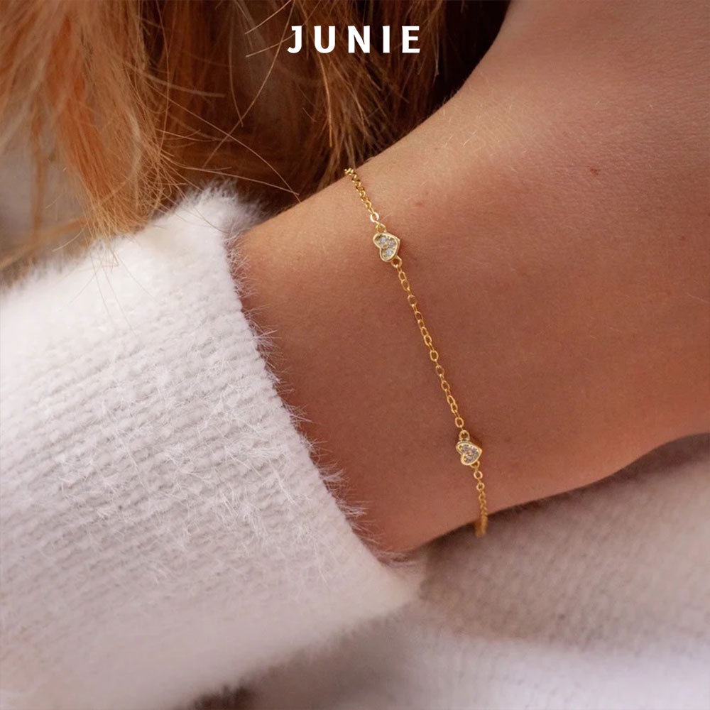 Vòng Tay Titan JUNIE, Chuỗi Trái Tim Bé Xinh Đính Đá Zirconia B-CLAIRE