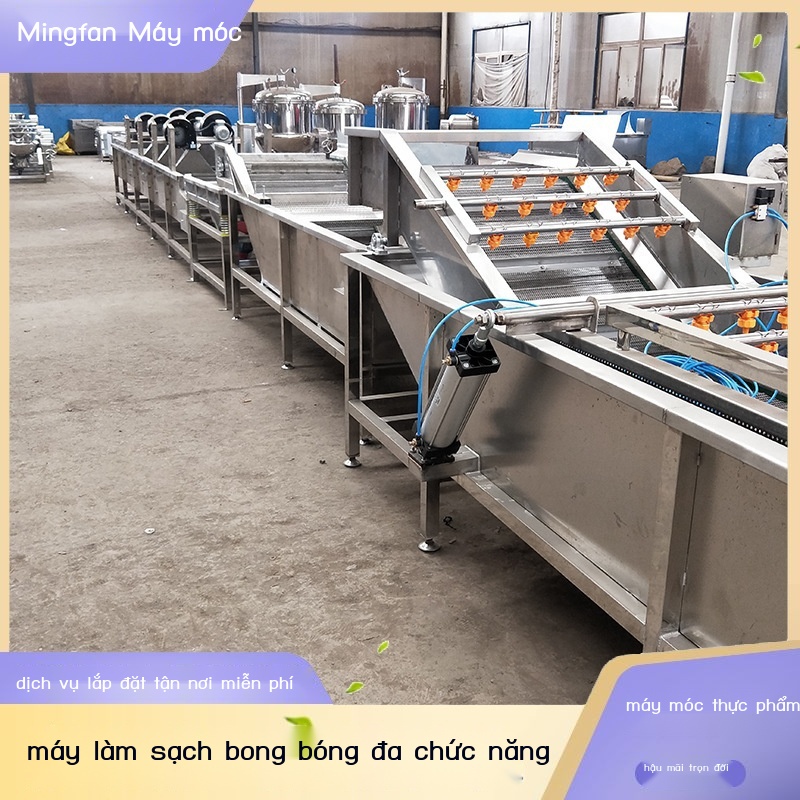 ﹉✇Máy làm sạch bong bóng rau quả gừng thương mại edamame thiết bị làm sạch nấm rau dại máy rửa rau phun