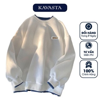 Áo sweater nam form rộng kavasta phối layer chất nỉ unisex thời trang trẻ trung m10
