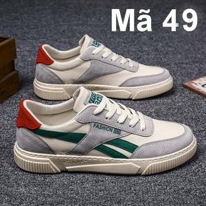 Giày thể thao, giày thể thao nam, giày sneaker, giày vải xám vạch xanh mã 49
