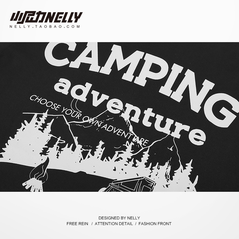 Áo thun Nelly ngắn tay in hình "CAMPING" áo phông