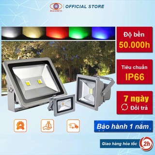 Đèn pha đổi màu, đèn pha led ngoài trời 20w, 30w, 50w, 100w haledco, đèn led chống nước bảo hành 1 năm