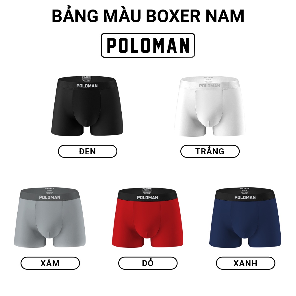Quần lót nam sịp boxer POLOMAN dệt sợi tự nhiên kháng khuẩn , khử mùi , thoáng khí
