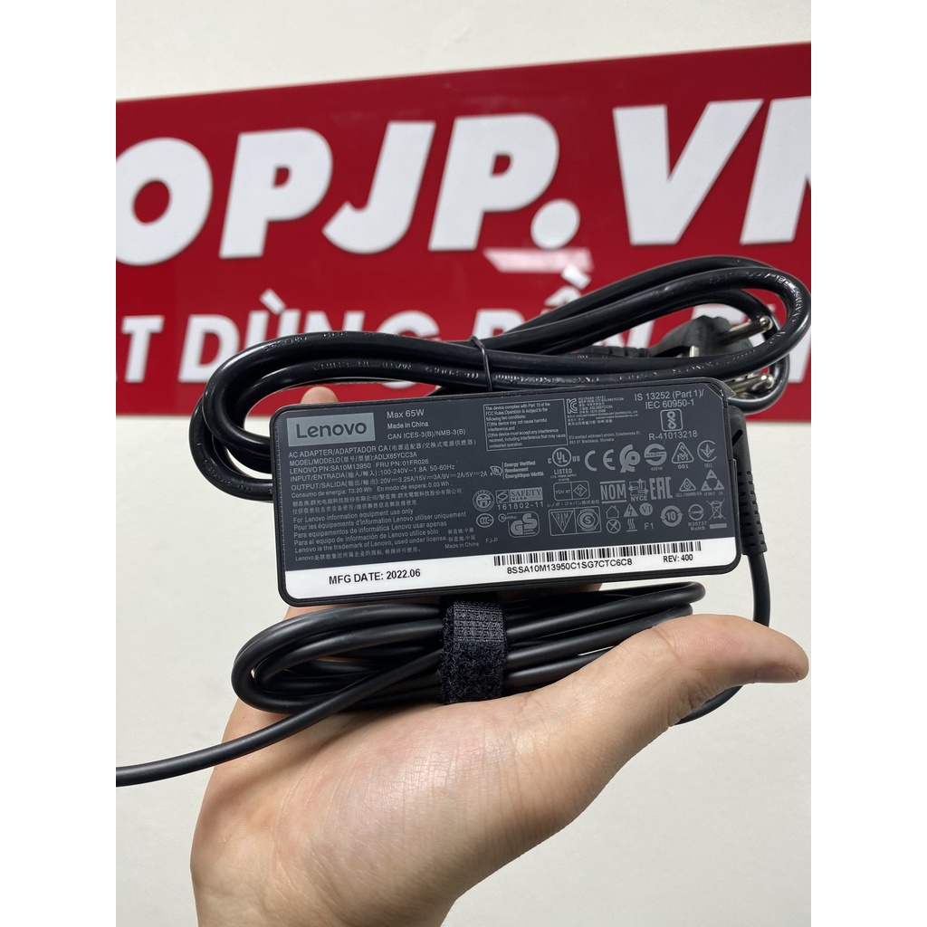 Sạc Lenovo 20V -3.25A 65W chân Type C cho các dòng Laptop