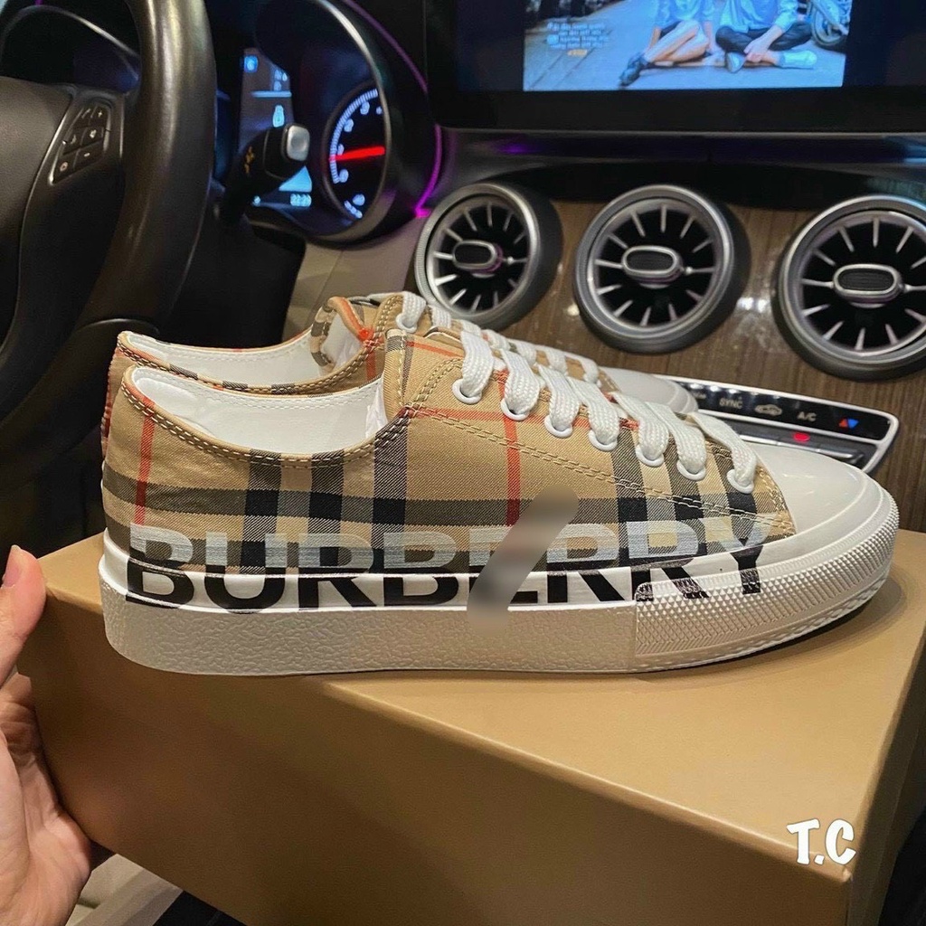 Giày thể thao nữ Bbr viền kẻ chữ đế nâu cao cấp