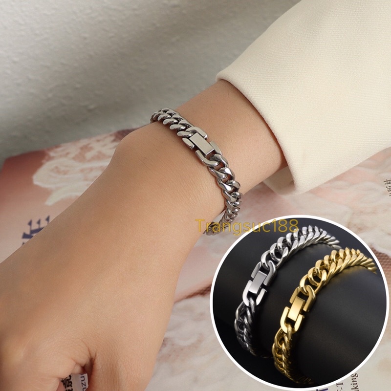 Lắc tay inox nam khoen lặt đơn