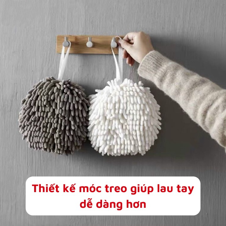 Khăn lau tay, Bông lau tay treo tường nhà bếp nhà tắm siêu thấm, Khăn lau tay tròn san hô hình bóng xốp siêu mềm 88353