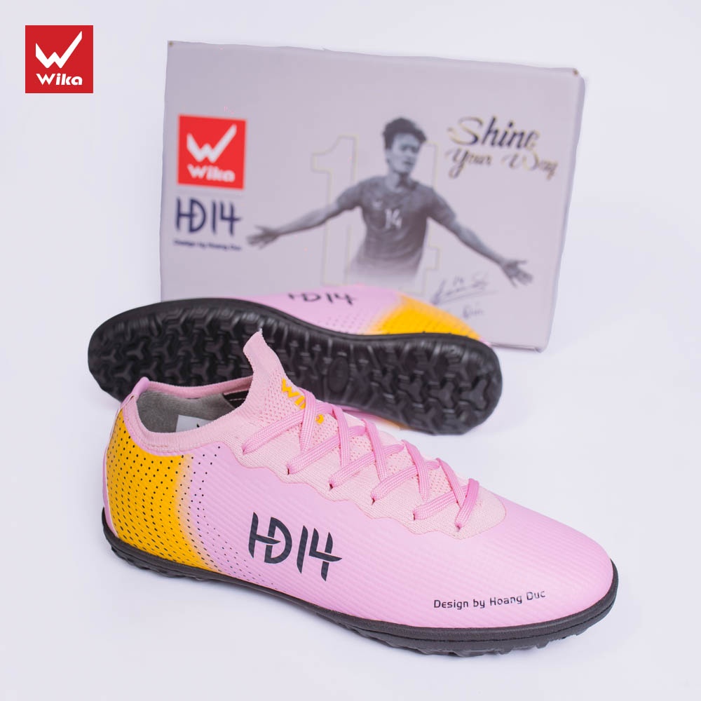 Giày Đá Bóng Wika Hoàng Đức HD14 Chính Hãng,Dành Cho Sân Cỏ Nhân Tạo,Ôm Chân,Khâu Toàn Bộ Đế