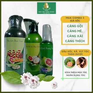Dầu gội thảo dược ba anh em, Kích mọc tóc, ngăn rụng combo dầu gội dầu xả xịt bưởi.