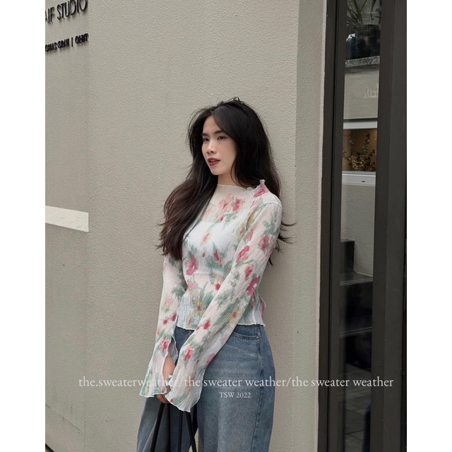 ÁO GIẤY NHÚN REN HOA HOTTREND