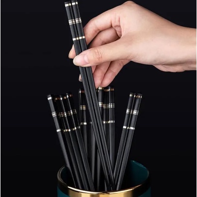 Bộ 10 đôi đũa sợi thủy tinh đầu bọc bạc chống trơn trượt dùng cho nhà hàng, quán ăn, gia đình (Ảnh thật)