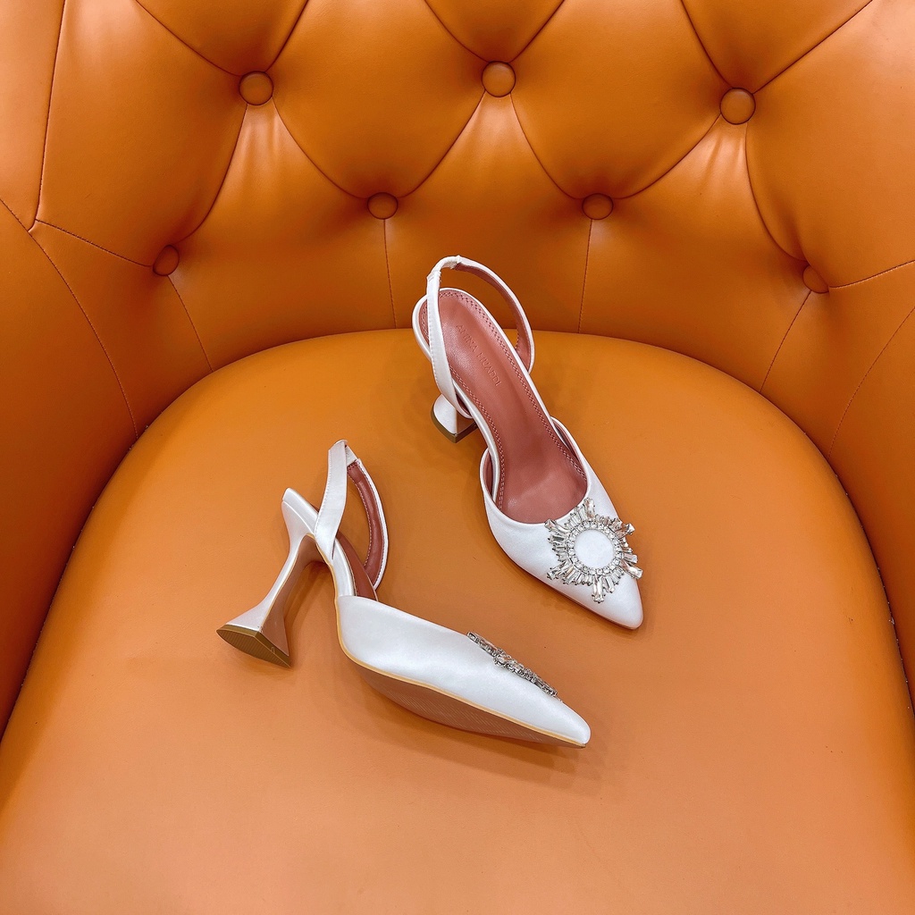 Sandal lụa đá mặt trời gót loe chuẩn hãng cao cấp