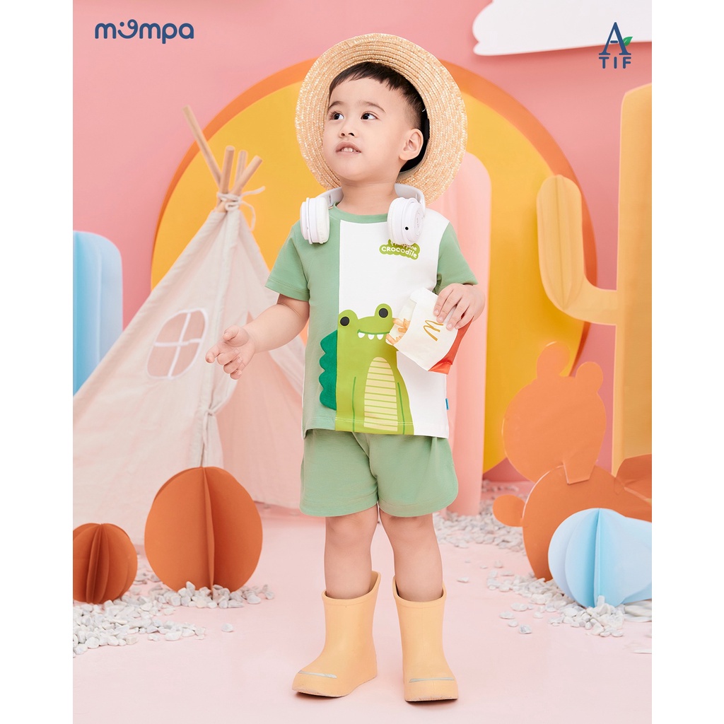 Set đồ cộc tay cho bé từ 1 đến 5 tuổi Mompa MP 622 chất vải actif thoáng mát