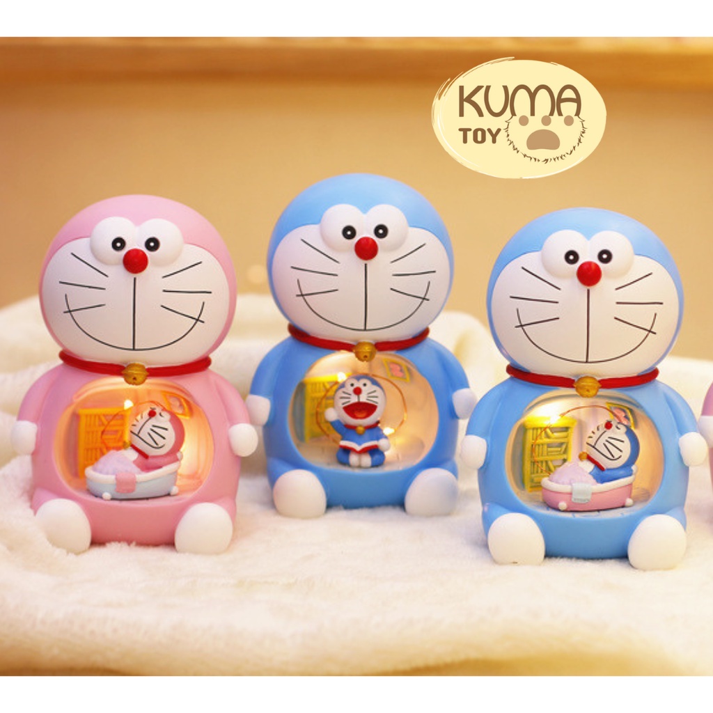 Đèn ngủ Doraemon cao 14 cm phát sáng trang trí kệ bàn học, góc làm việc siêu dễ thương