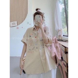 Áo sơ mi thụng in gấu