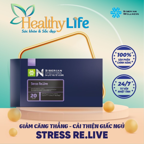 [ Siberian HCM ] Stress Re.live - Giảm căng thẳng, cải thiện giấc ngủ - Hộp 20 gói, 5 viên/gói