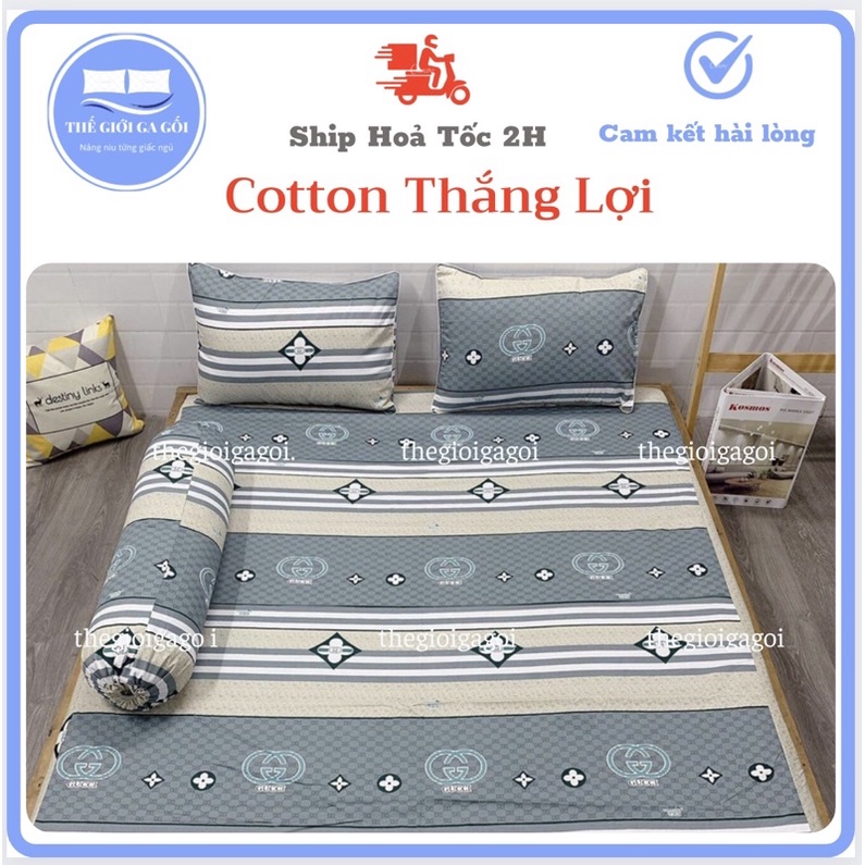 Bộ Drap { 4 món } 100% Cotton Thắng Lợi chuẩn Logo