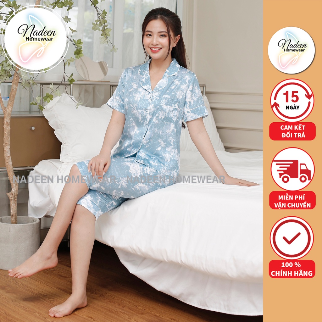 Bộ Lửng Nữ - Nadeen, Bộ Pijama Lụa Họa Tiết Đẹp, Bộ Mặc Nhà Nữ Mùa Hè, Đồ Bộ, Đồ Ngủ Đẹp, Thời Trang Nữ Đẹp