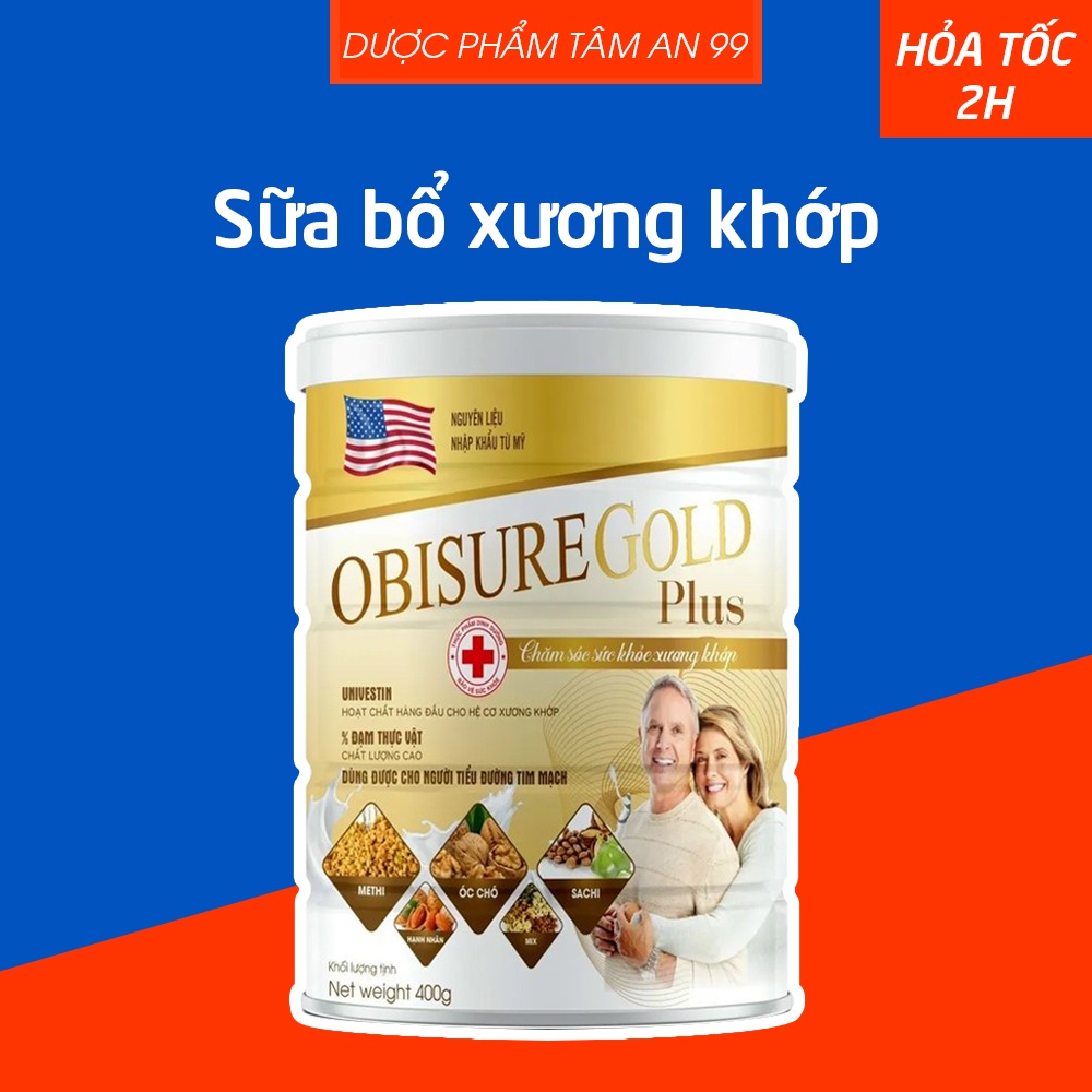 Sữa bột Obisure Gold Plus nuôi dưỡng và bảo vệ sụn khớp, vận động linh hoạt, giảm đau nhức - Lon 400g