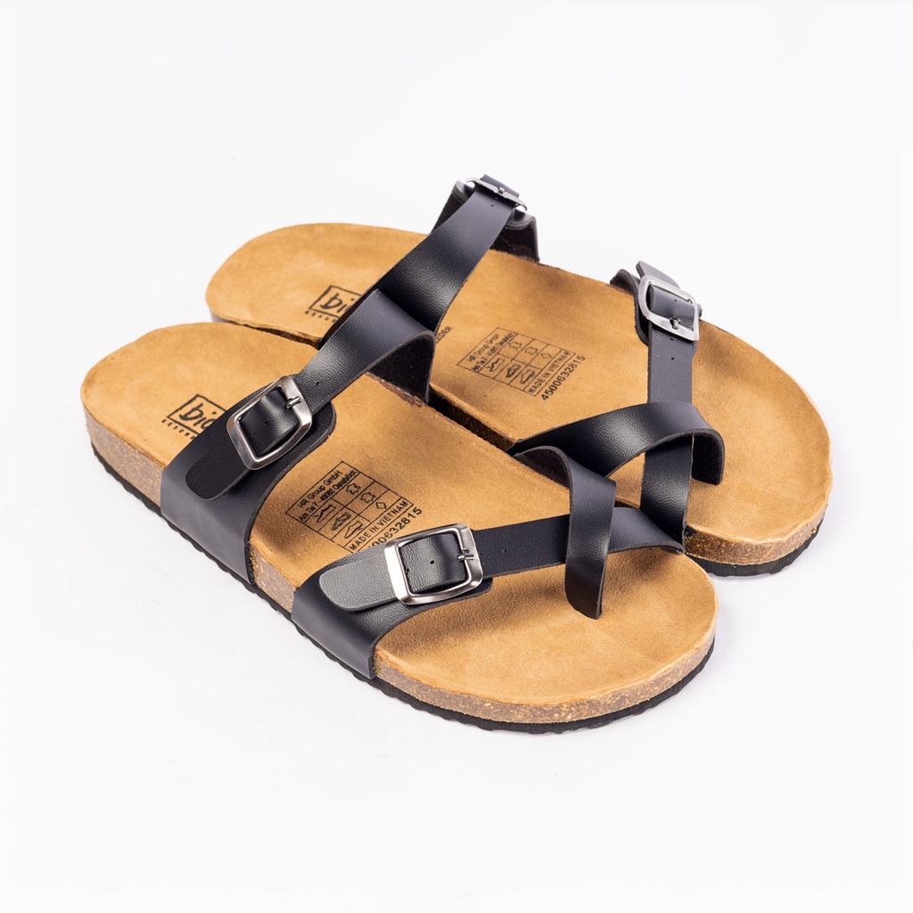 ( Mẫu Da Thật ) D06 - Dép Birken Đế Trấu BIOLINE Official Thiết Kế Unisex Quai Chéo Xỏ Ngón Da Bò