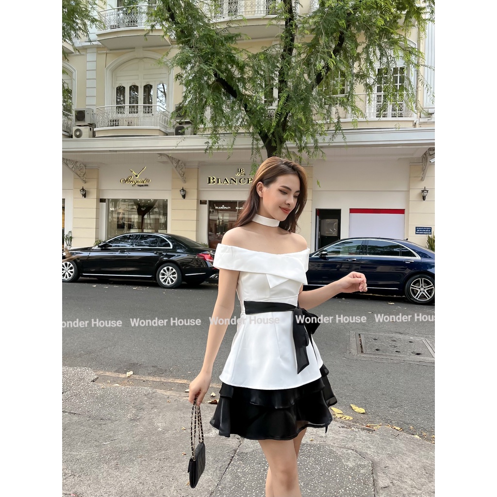 Wonderhouse Karina Dress Đầm trễ vai phối bèo 2 tầng chất vải dày dặn form dự tiệc, dạo phố nữ tính