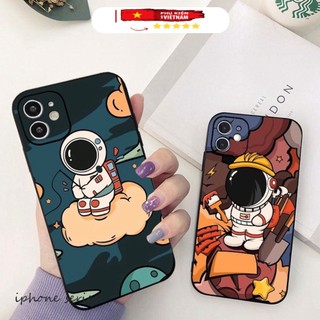  Ốp laptop mặt nhám hình họa phi hành gia 3 cho IPhone 13 12 Mini 11 Pro Max XR X XS MAX SE2020 8 7 6 Plus 