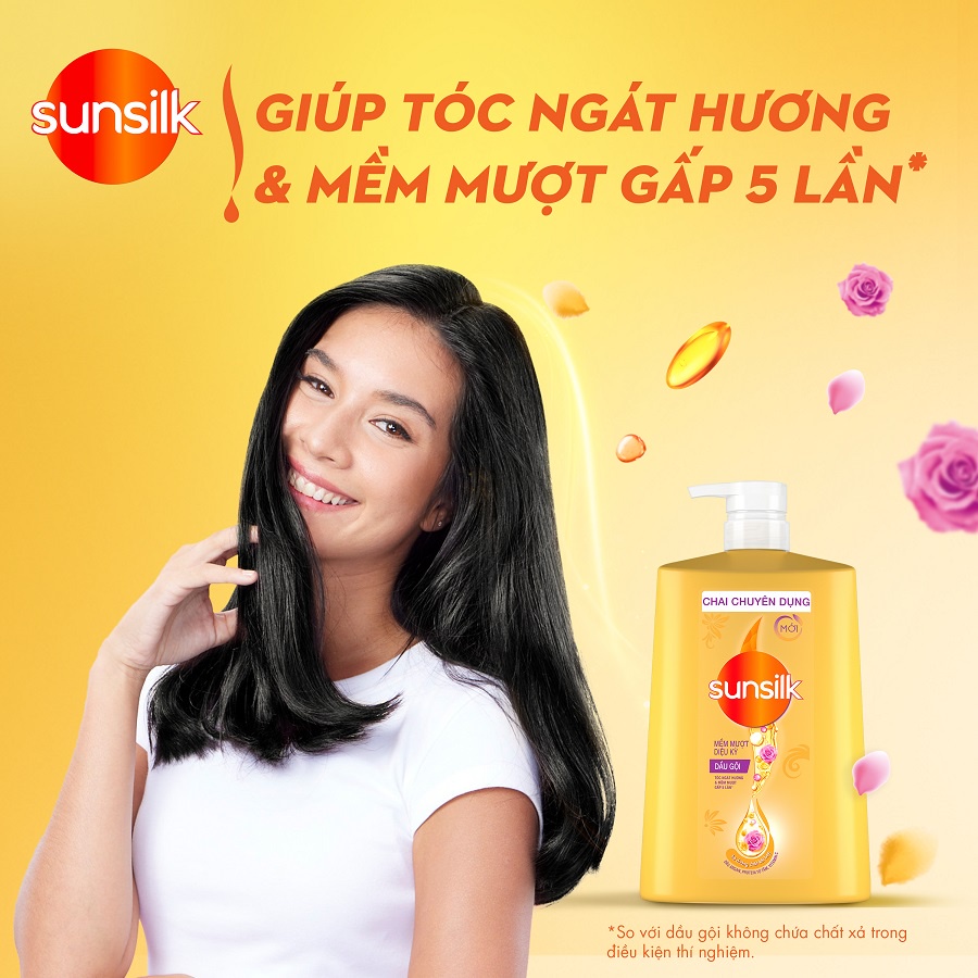 Dầu gội Sunsilk chai lớn có vòi 1.4kg vàng và đen làm sạch và mềm mượt tóc gấp 5 lần lưu hương 48h