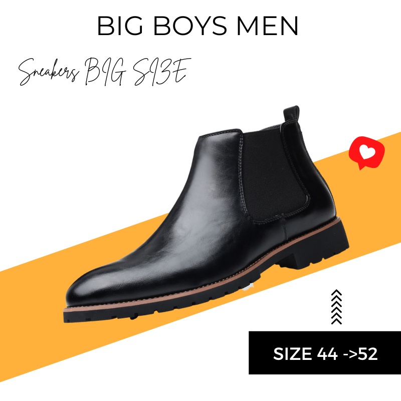 Giày Big Size Nam Giày Tây Cổ Cao Da Đen Mờ Vitage-Giày Chese Boot Giày Tây Công Sở Size Lớn Ngoại Cỡ 44 45 46 47 48