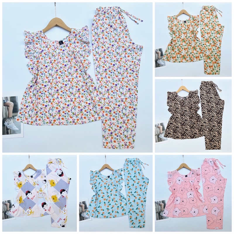 Bộ lanh nữ, đồ tole mặc nhà quần dài cánh tiên F21 VNXK 40-75kg có bigsize - Pigbabystore