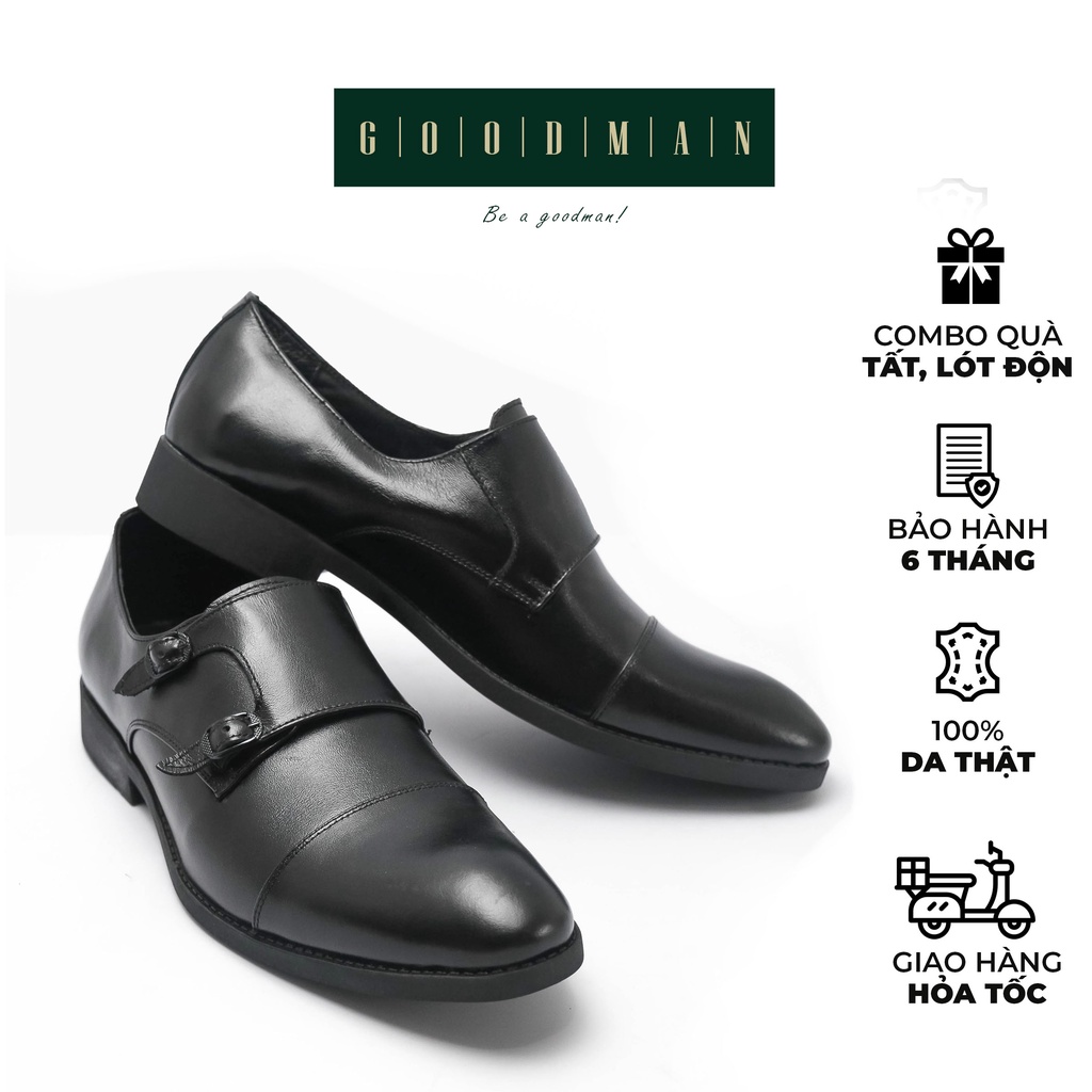 Giày da nam công sở giá rẻ GOODMAN Monk Strap đen GM MS-Đ