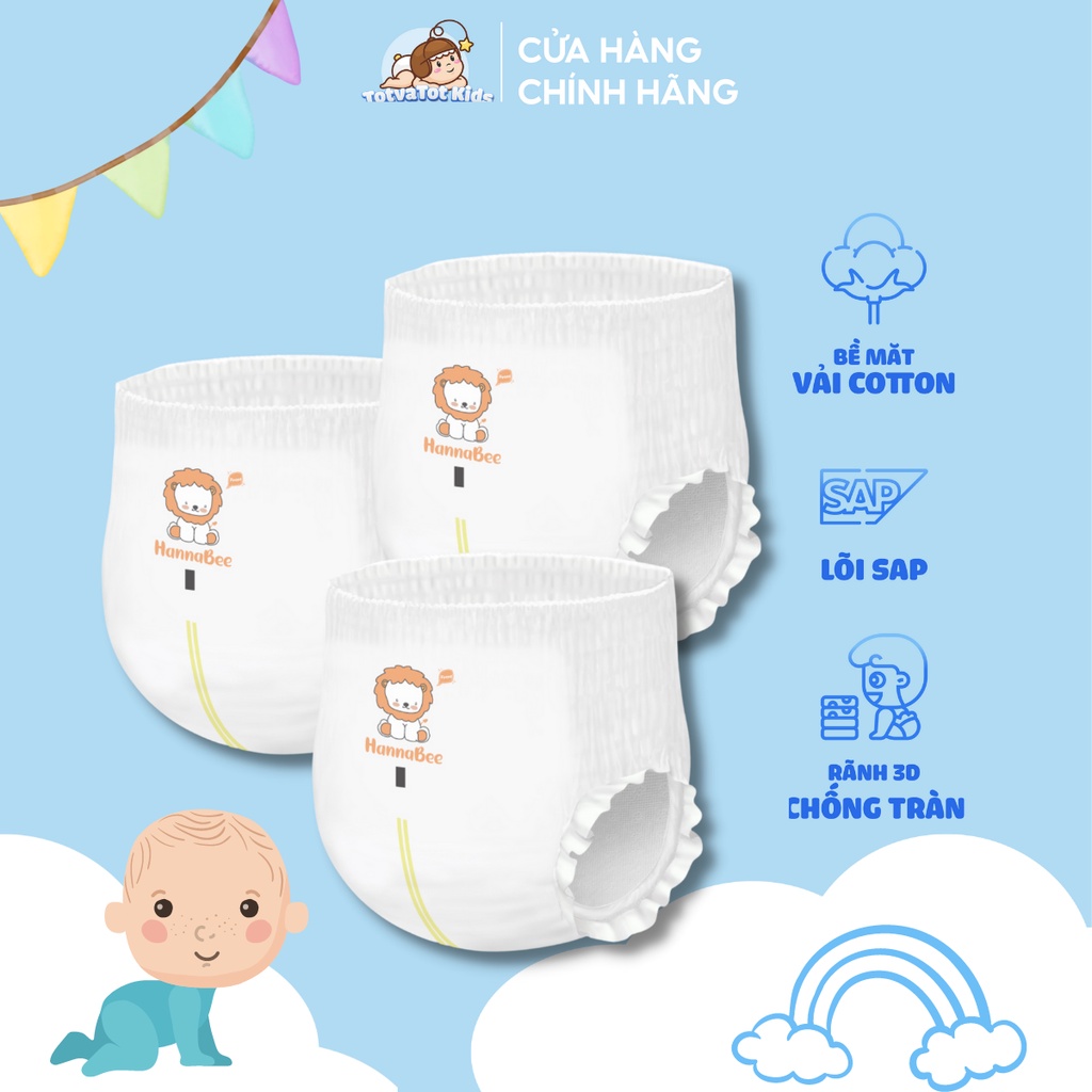 Combo 5 miếng bỉm TOTVATOT Hanna Bee siêu mỏng, siêu thấm hút, đủ size S44/ M42/ L40/XL36/ XXL34 cho bé