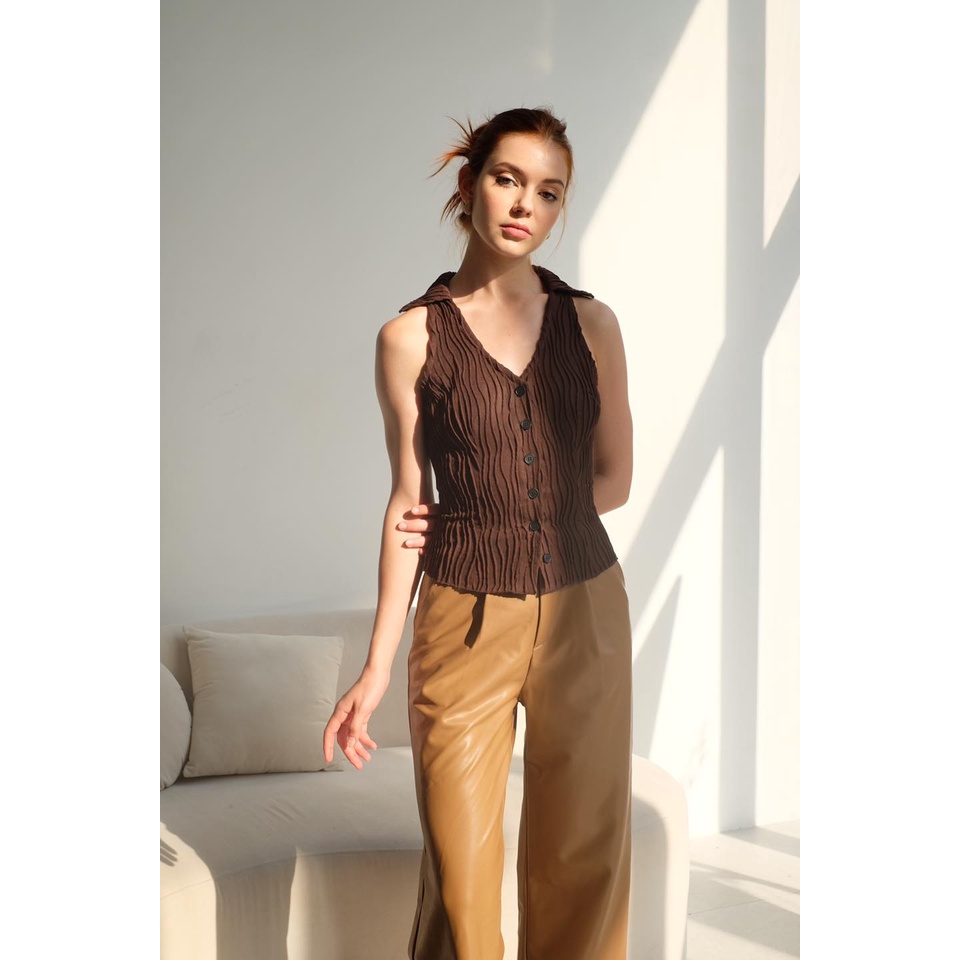 Hailey Top - Áo cổ sơ mi nâu