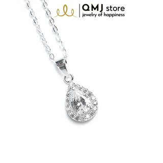 Dây chuyền bạc QMJ Giọt nước khảm đá tinh tế - Q044