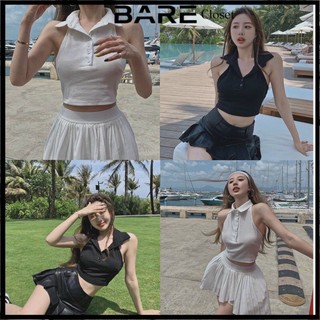 Áo ba lỗ dáng ngắn cổ bẻ 4 màu, áo ba lỗ cổ polo croptop nhiều màu