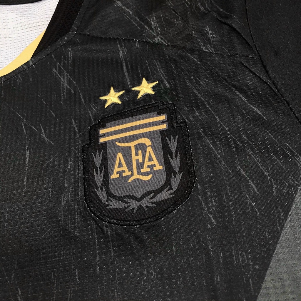 Bộ quần áo đá banh đội tuyển bóng đá argentina màu đen black mới 2023 phiên bản kỷ niệm America's Cup logo thêu