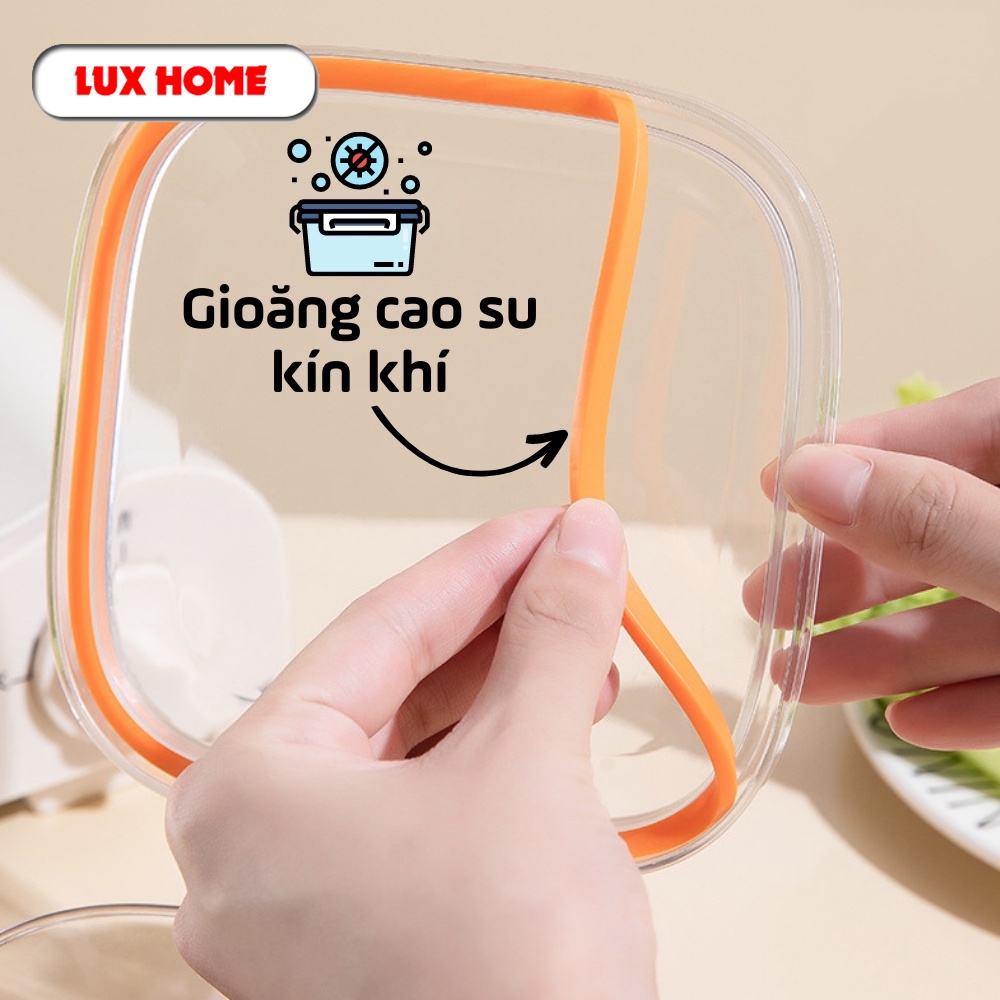 Hộp đựng gia vị 4 ngăn trong suốt kín khí, chống ẩm ướt, Hũ đựng gia vị chia ngăn có nắp đậy kèm thìa tiện lợi LUXHOME