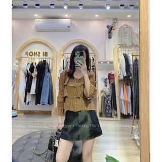 Áo sơ mi tầng cúc ngọc