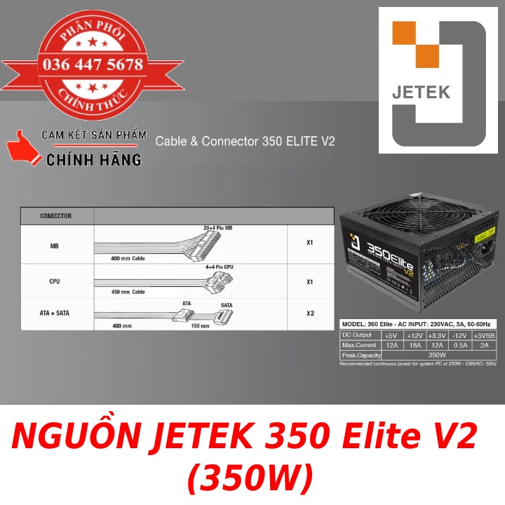 Nguồn Máy Tính Jetek 350,400,450,500,550,600V3,J600V2,J650V2 Full box