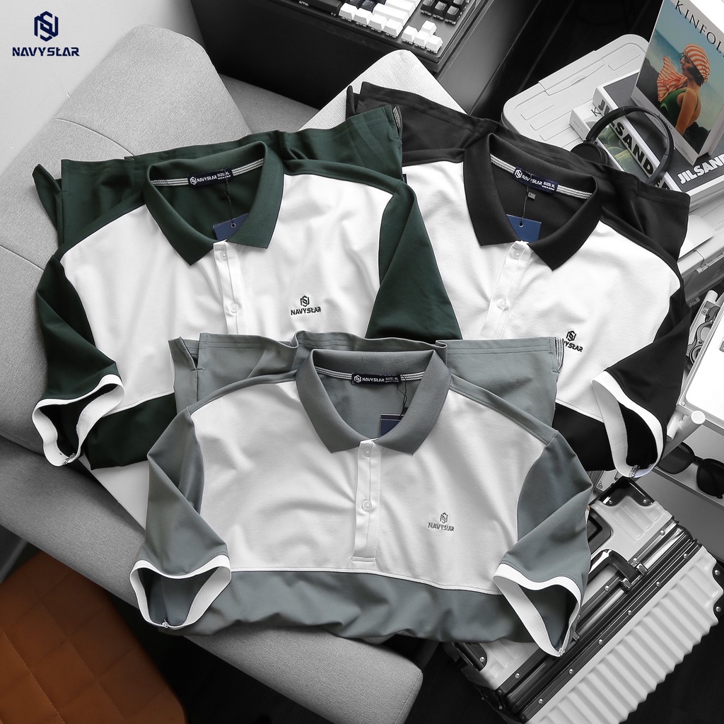 BIGSIZE NAM 80-140KG ÁO POLO PHỐI TRẮNG 2BIG NAVY STAR