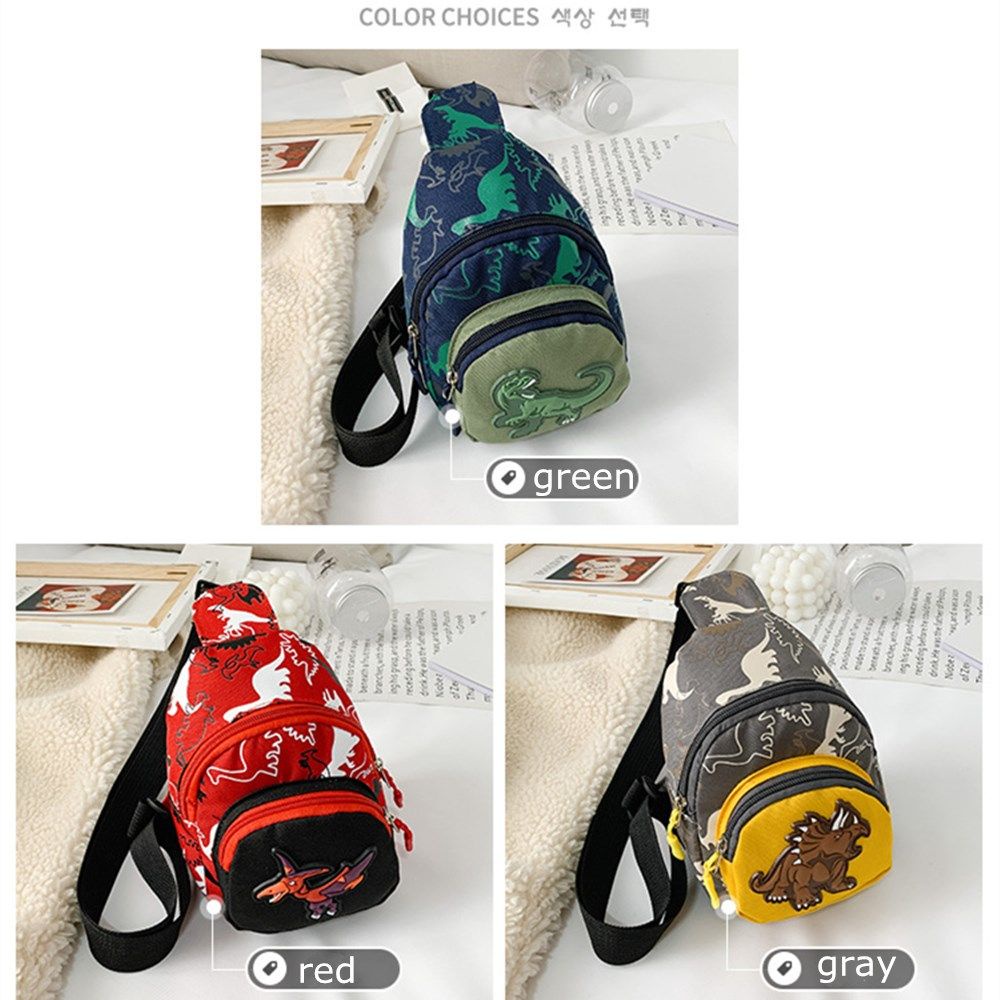 Túi đeo chéo vai bằng nylon in hình khủng long hoạt hình nhiều màu tùy chọn dễ thương cho bé trai / gái