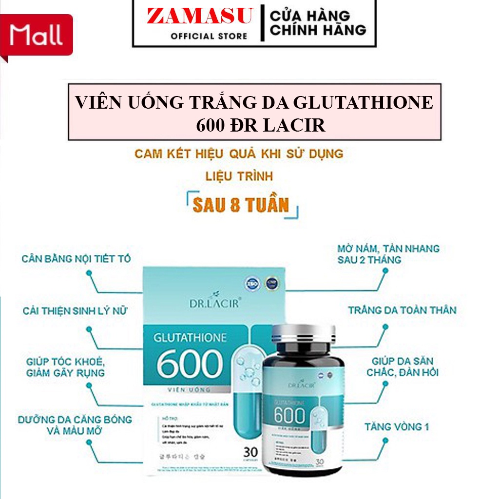 Viên Uống Trắng Da Glutathione 600 Dr Lacir Chính Hãng, Hạn Chế Lão Hoá Da, Nếp Nhăn, Tăng Nội Tiết Tố Nữ | BigBuy360 - bigbuy360.vn