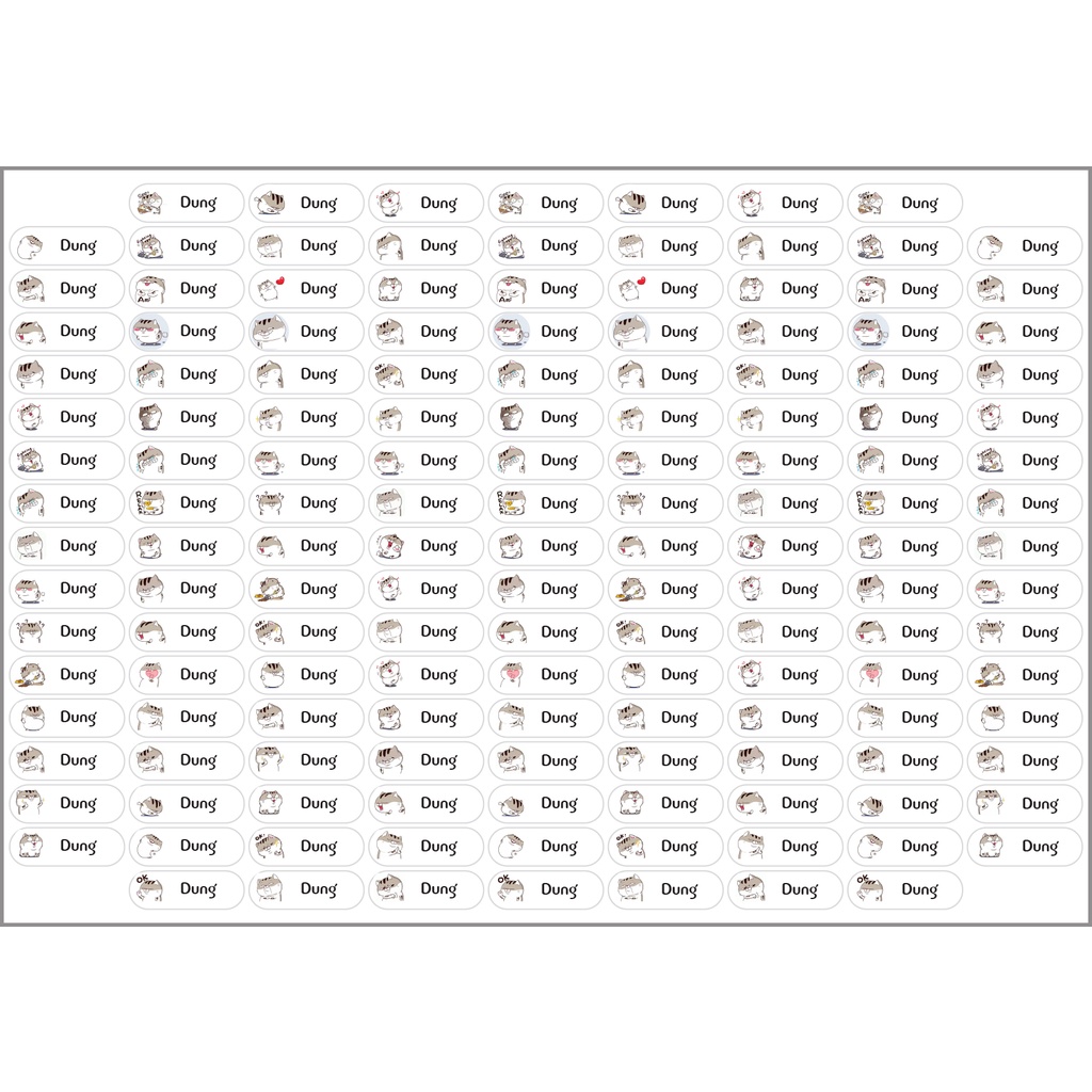 Com bo 150 Sticker tên bé các loại quả và hình yêu thích