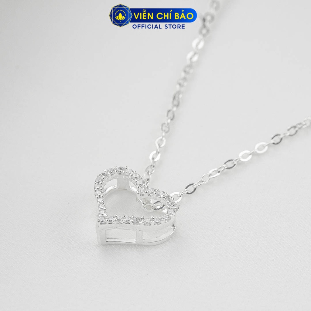 Dây chuyền bạc nữ trái tim đính đá chất liệu bạc 925 thời trang phụ kiện trang sức Viễn Chí Bảo D400457