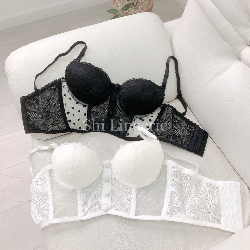 Áo Corset ren phối lưới có nút, mút nâng 3cm/ mút mỏng 0,5cm | BigBuy360 - bigbuy360.vn