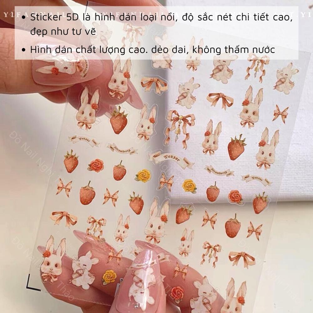 Sticker nail lụa hoạt hình JELIVA 5D